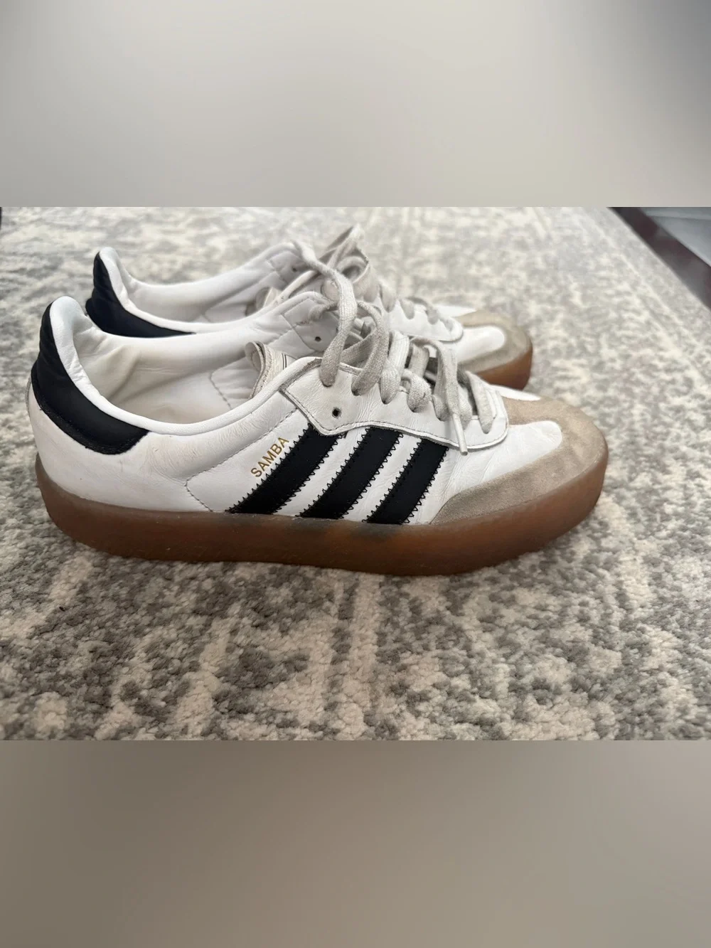 adidas Samba Women's White Black with Gum Sole